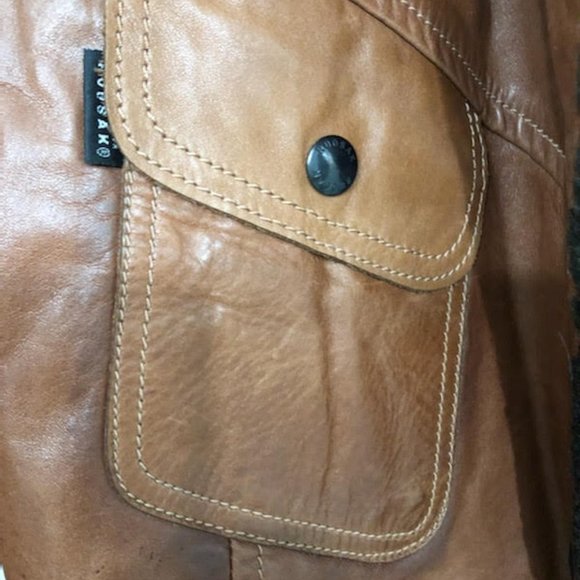 WOMANS RUDSAK RARE CHIC LUXURY CLASSIC LEATHER FUR PATROL JACKET SIZE LARGE - Picture 12 of 12